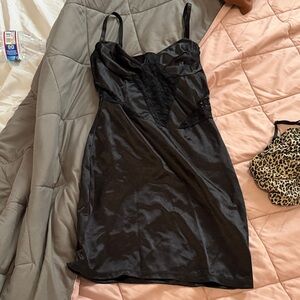 SHEIN FLATTERING Black Satin Mini Dress